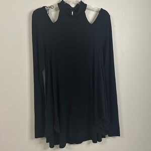 Free People women’s size small, flowy, black tunic with shoulder cut outs